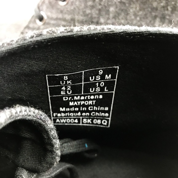 Dr. Martens Men's Gray Grey Felted Wool Boots - Picture 8 of 8